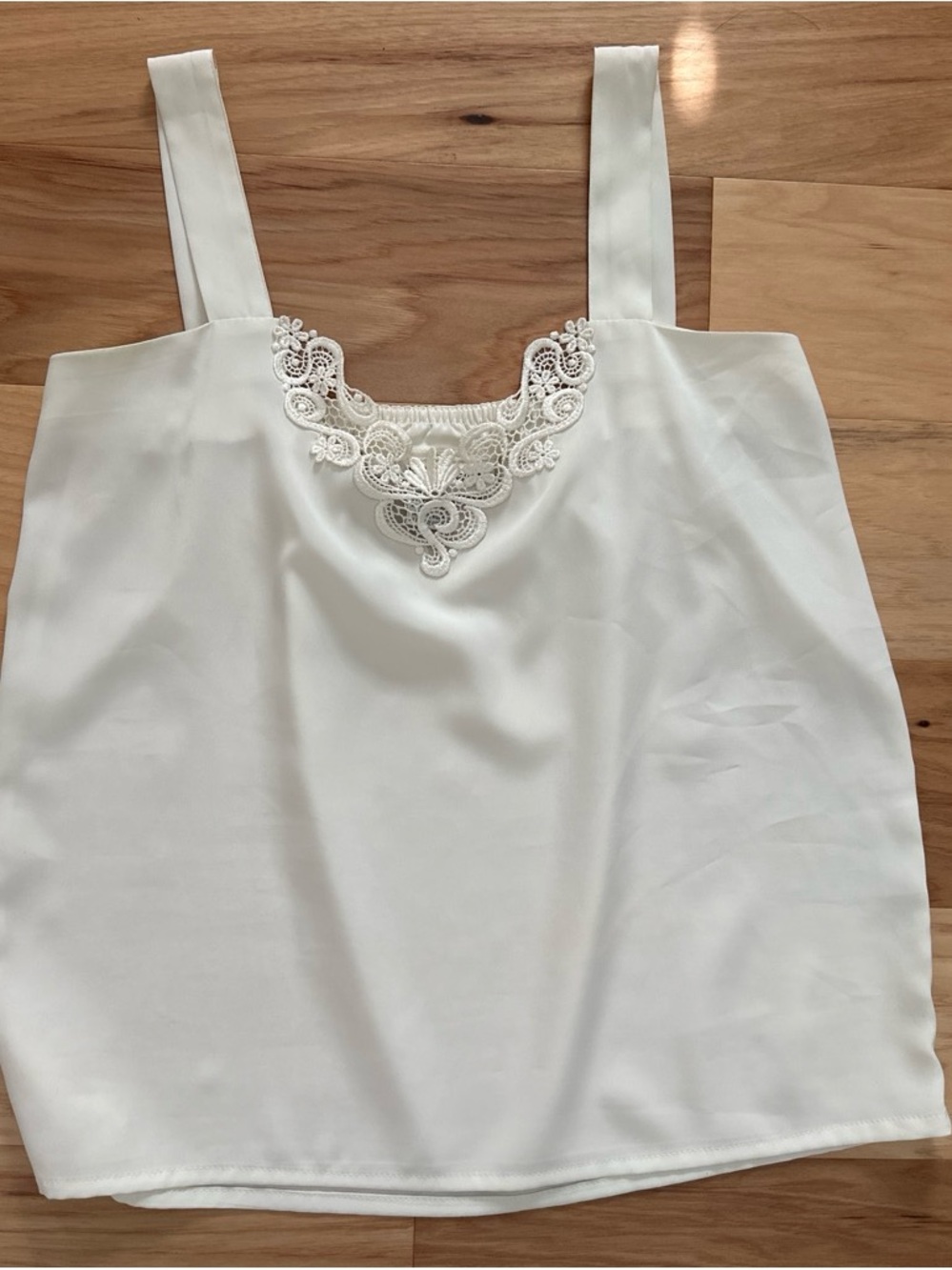 White Lace-Trim Tank Top